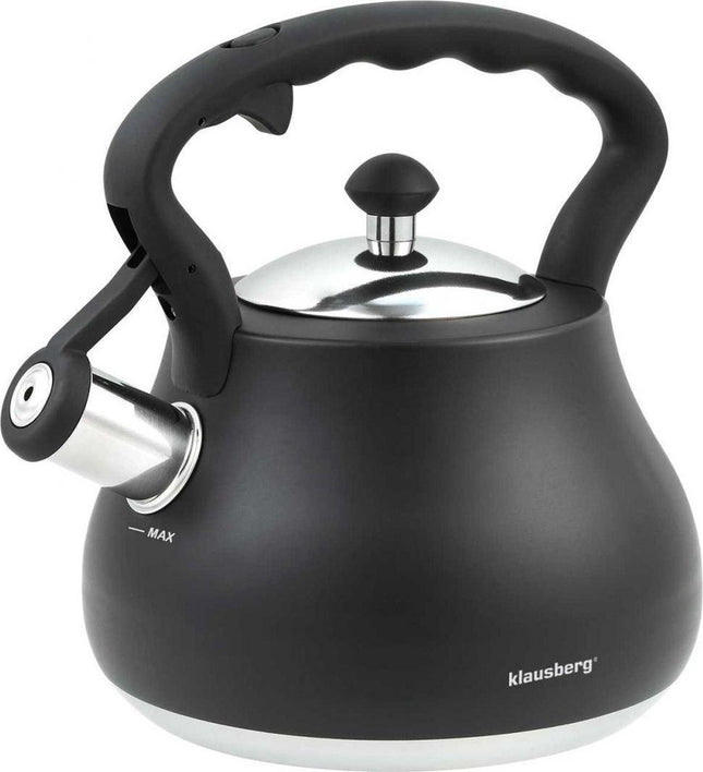 Klausberg 7446 - Stalen fluitketel - zwart gelakt - 2.7 liter