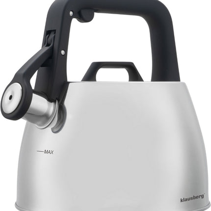 Klausberg 7914 - Fluitketel met fluit - 2.5 liter - RVS - zilverkleurig