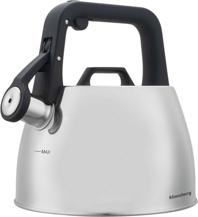 Klausberg 7914 - Fluitketel met fluit - 2.5 liter - RVS - zilverkleurig