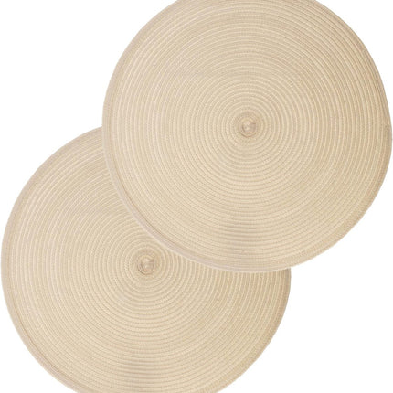 Secret de Gourmet ronde placemat - Set van 8x stuks - beige - gevlochten kunststof - Dia 38 cm - Onderleggers