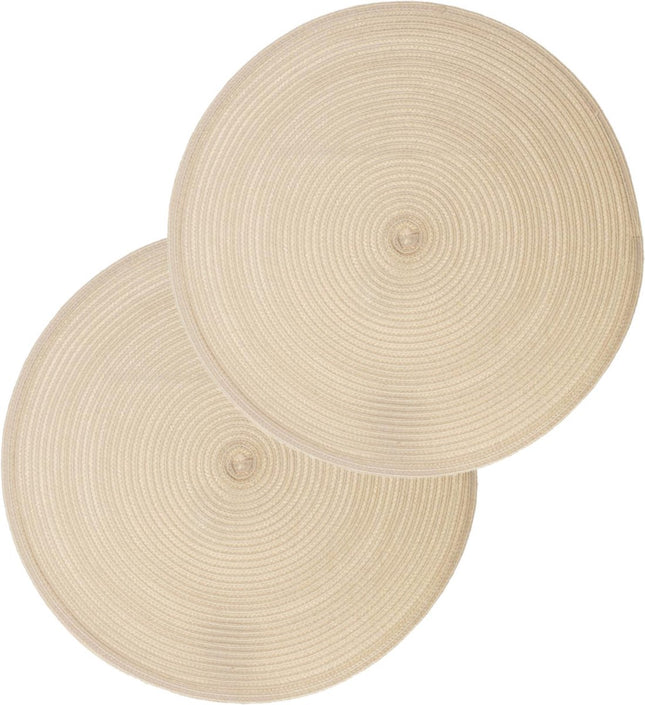 Secret de Gourmet ronde placemat - Set van 8x stuks - beige - gevlochten kunststof - Dia 38 cm - Onderleggers