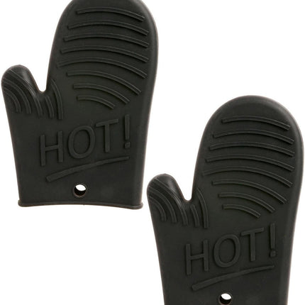 Secret de Gourmet Siliconen ovenwant/ovenhandschoen - Set van 2x stuks - grijs - 15 x 21 cm - Pannenlap - Keukenhandschoen