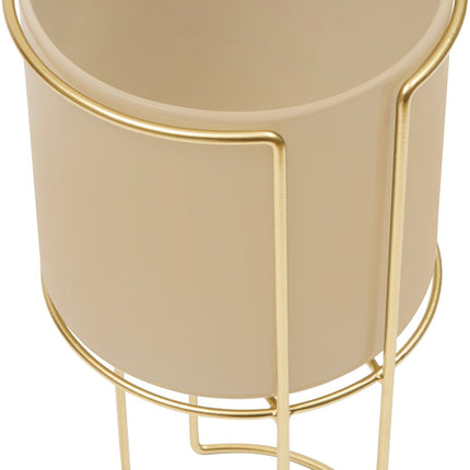 Atmosphera Bloempot/Staanders - Set van 2 stuks - Ø28xH55cm - Beige/Goud
