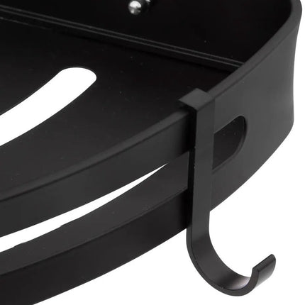 5Five Badkamer hoek organizer - zwart - metaal - zeep bakje met haakjes - 23 x 23 cm - douche rekje