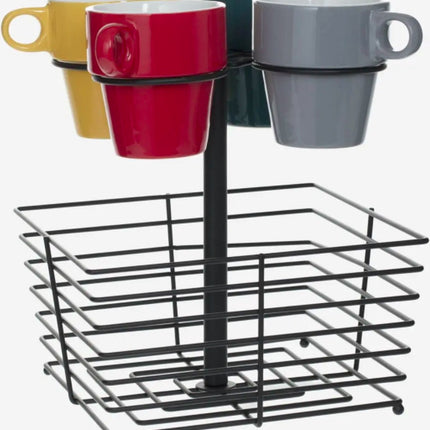 Set 4 Mokken met standaard en capsule mand voor alle soorten koffie cups