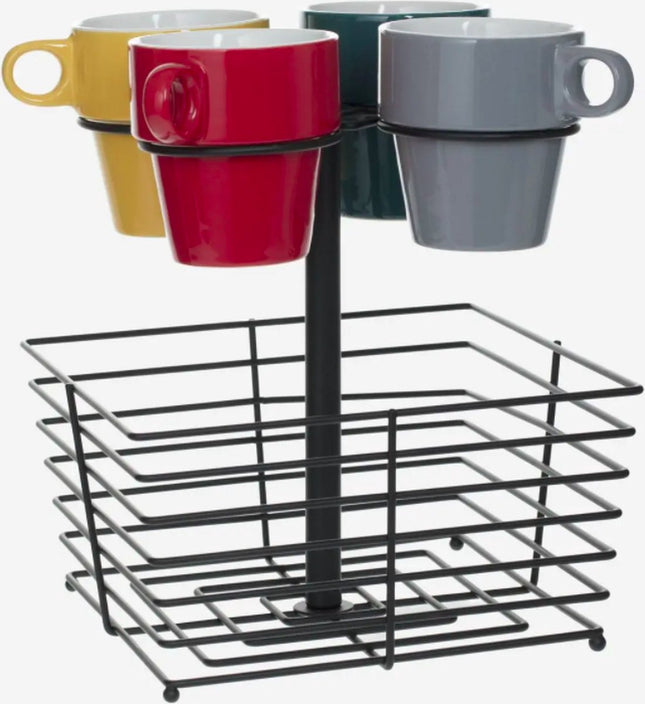 Set 4 Mokken met standaard en capsule mand voor alle soorten koffie cups