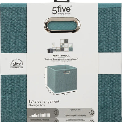 5Five Opbergmand petrol blauw - 31 x 31 x 15 cm (M) - Opvouwbaar