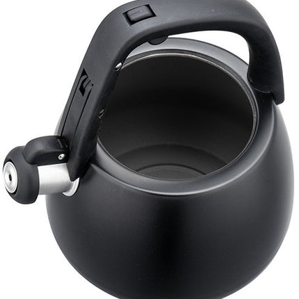 Klausberg 7774 - Fluitketel met fluit - 2.5 liter - RVS - Zwart met houten handgreep