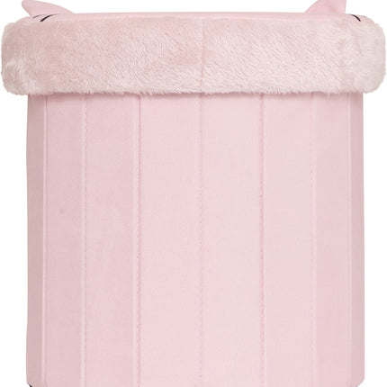 Atmosphera Kat Opvouwbare Poef - Opberger - Ø30xH38cm - Roze