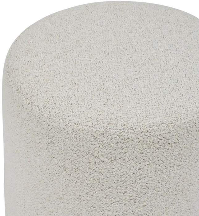 Atmosphera Poef om te zitten - Nesky Boucle - stof/hout - wit - D41 x H45 cm - extra zitplaatsen - stoelen