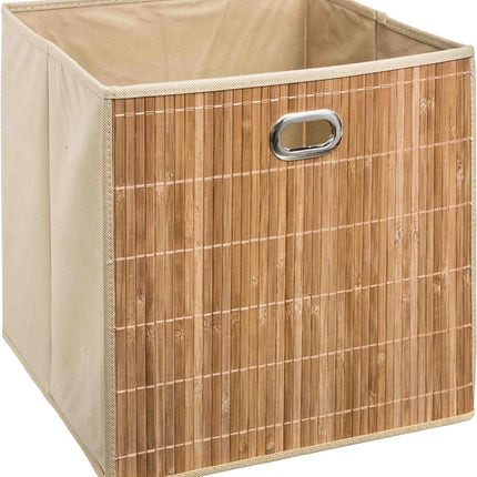 5Five Opbergmand/kastmand - beige - linnen/bamboe - 31 x 31 x 31 cm - 29 liter - Vakkenkast manden