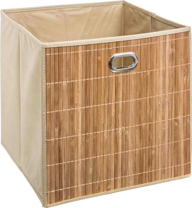 5Five Opbergmand/kastmand - beige - linnen/bamboe - 31 x 31 x 31 cm - 29 liter - Vakkenkast manden