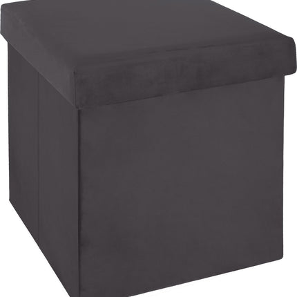 Atmosphera Poef/hocker/voetenbankje - opbergbox - donkergrijs - PO/MDF - 38 x 38 x 38 cm - opvouwbaar