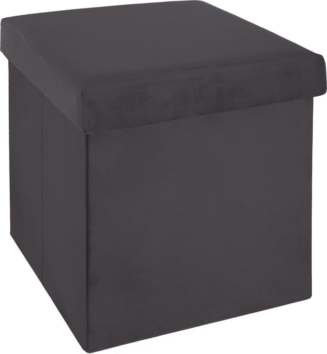 Atmosphera Poef/hocker/voetenbankje - opbergbox - donkergrijs - PO/MDF - 38 x 38 x 38 cm - opvouwbaar