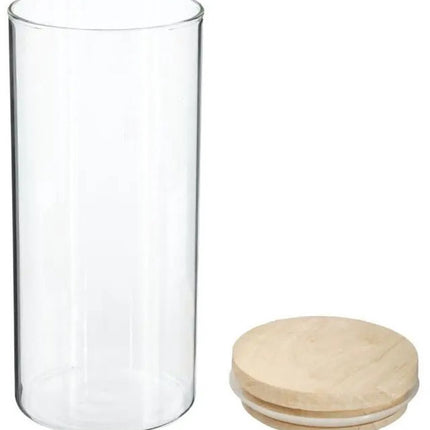 Secret de Gourmet Voorraadbus - 3x stuks - voorraadpot - 1300 ml - glas - met houten deksel - voedsel - keuken