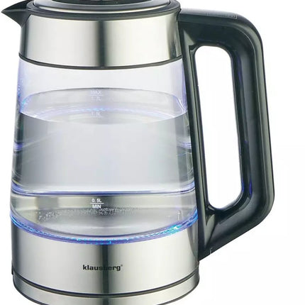 Klausberg KB7888 Elektrische Waterkoker – 1.7L, 1850-2200W, Borosilicaatglas & RVS 304, RGB LED, Temperatuurregeling - 40 tot 100 graden