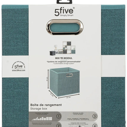 5Five Opbergmand petrol blauw - 31 x 31 x 15 cm (M) - Opvouwbaar