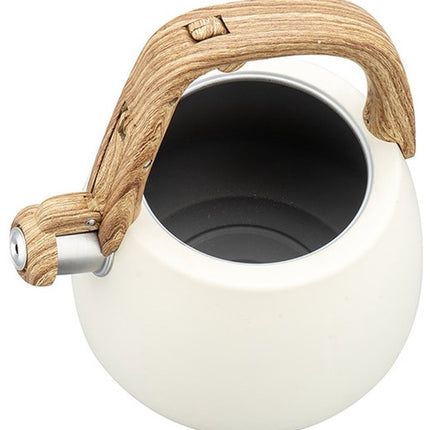 Klausberg 7775 - Fluitketel met fluit - 2.5 liter - RVS - Wit met houten handgreep