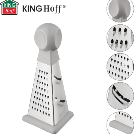 Kinghoff 3-Zijdes Rasp Piramide - Multifunctionele Rasp met 3 Raspvlakken - Rasp, Fijn Raspen en Zesten - 15,8 cm - KH-1987