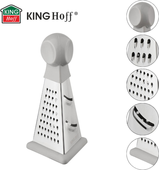 Kinghoff 3-Zijdes Rasp Piramide - Multifunctionele Rasp met 3 Raspvlakken - Rasp, Fijn Raspen en Zesten - 15,8 cm - KH-1987