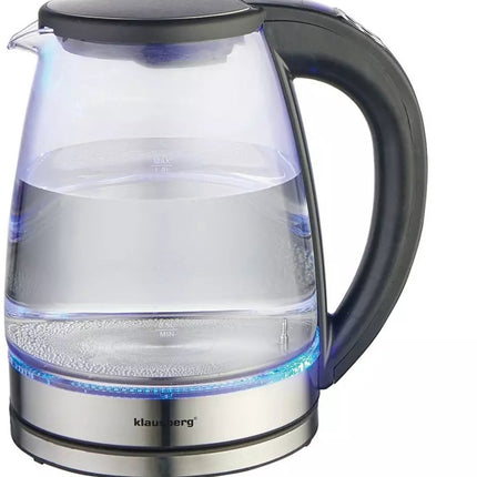 Klausberg KB7887 Elektrische Waterkoker – 1.8L, 1850-2200W, Borosilicaatglas & RVS 304, RGB LED, Temperatuurregeling - Kleur verandering door warmte