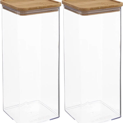 5Five - Keuken voorraadpot - Berlino - 2x - kunststof/bamboe - 2000 ml