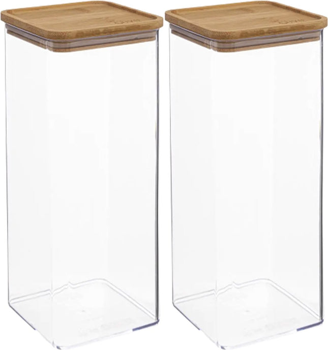5Five - Keuken voorraadpot - Berlino - 2x - kunststof/bamboe - 2000 ml