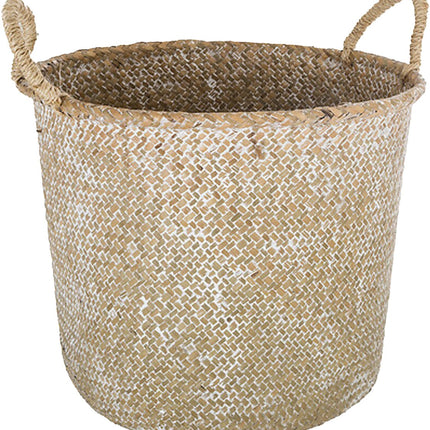 Atmosphera Opbergmand Julian - rond - riet - naturel - 37 x 27 cm - opvouwbaar - decoratie mand