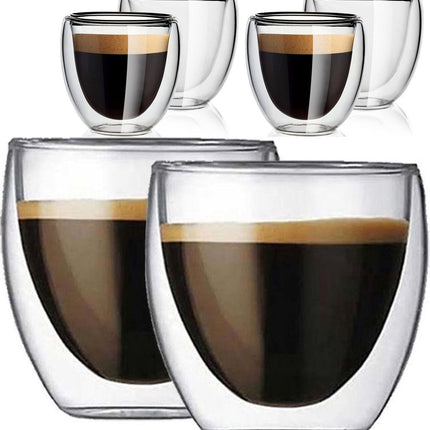 Luxe Espresso Dubbelwandig Kopjes 100ml - Set van 6 - Koffiekopjes