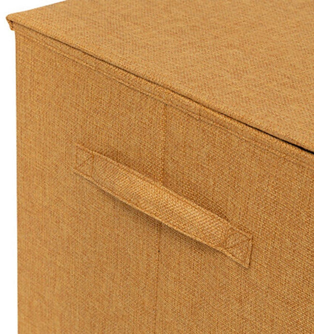 5Five Eureka sorteer wasmand - 74 liter - okergeel - 37 x 37 x 60 cm - MDF/Polyester stof - met afsluitklep