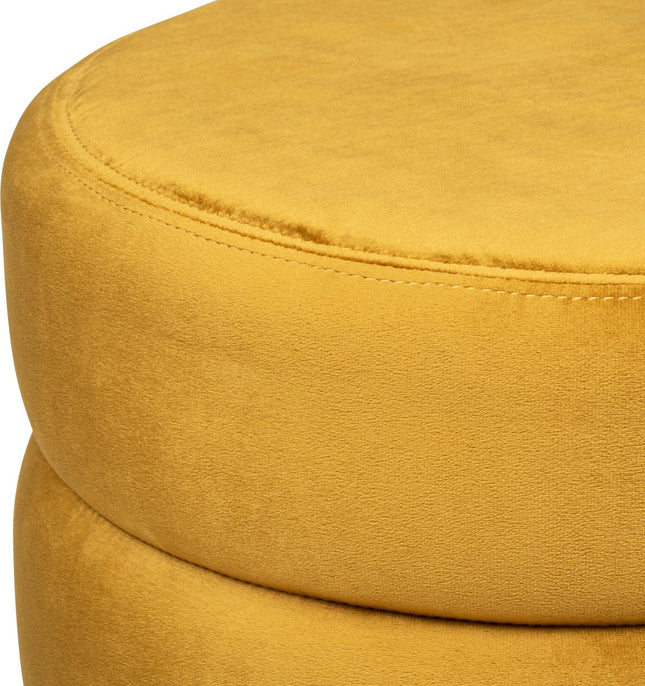 Atmosphera luxe poef velvet Sinan - Oker - H40 cm - Velours - Fluweel - Voetsteun