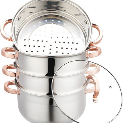 Klausberg 7736 - stoompan - 5 delig - 24 cm - 5 liter - rvs - alle warmtebronnen