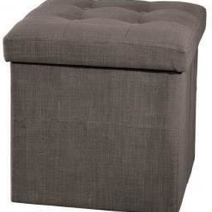 Atmosphera Poef/hocker/voetenbankje - opbergbox - donkergrijs - PU/MDF - 38 x 38 cm - opvouwbaar