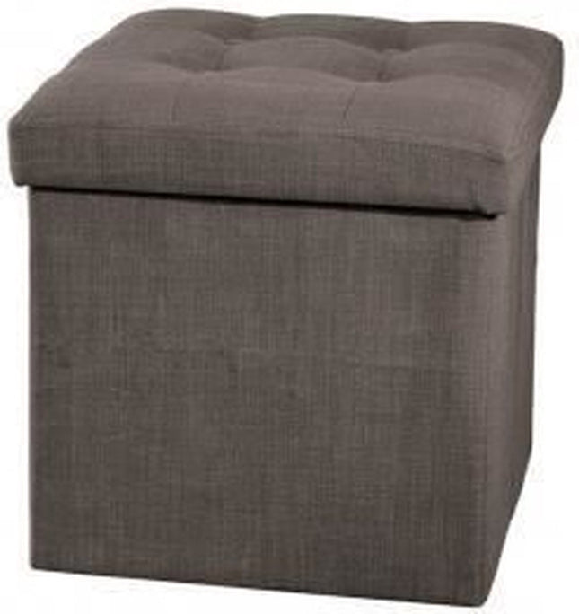 Atmosphera Poef/hocker/voetenbankje - opbergbox - donkergrijs - PU/MDF - 38 x 38 cm - opvouwbaar