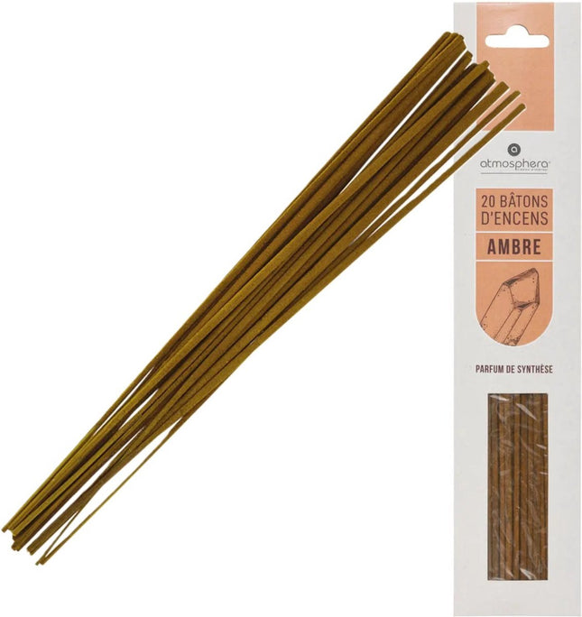 Atmosphera Wierook stokjes in Amber geur - voordeelpak - 20x stokjes - 25cm - Ontspannend - Kalmerend