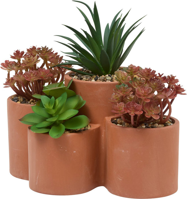 Atmosphera Kunstplant Wonj Vetplanten - 22x16x20cm - Terracotta