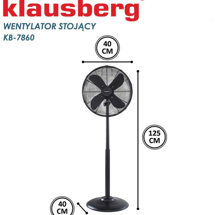 Klausberg 7860 - Staande ventilator op statief - zwart - 40 cm
