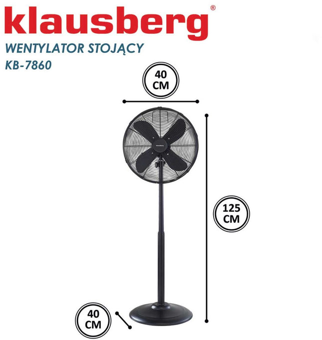 Klausberg 7860 - Staande ventilator op statief - zwart - 40 cm