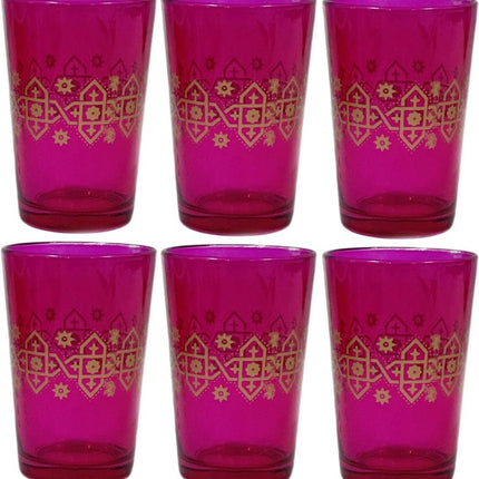 Roze oosterse glazen - goud patronen- Set 6 glazen