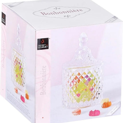 Snoeppot/voorraadpot 0,28L glas met deksel - 280 ml - Bonbonnieres