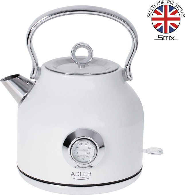 Adler AD-1346w - Waterkoker met thermometer - Wit - 1.7 liter - metaal