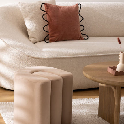 Atmosphera Bolan fluwelen poef - 40x40cm - Beige
