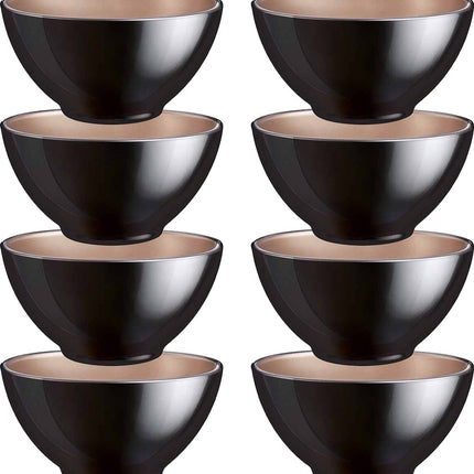 Luminarc Kommetjes/soepkommen/schaaltjes voor dessert/ontbijt - 8x - Glas - D13 x 6 cm - zwart