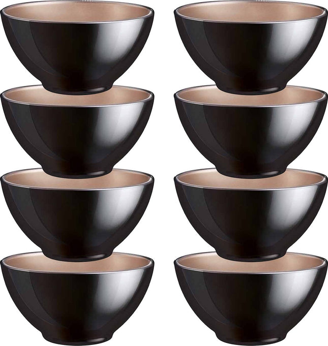 Luminarc Kommetjes/soepkommen/schaaltjes voor dessert/ontbijt - 8x - Glas - D13 x 6 cm - zwart
