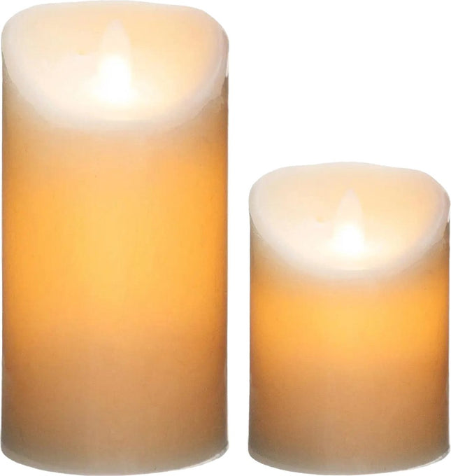 Led stompkaarsen set - 2x stuks - Warm licht - 10 en 20 cm