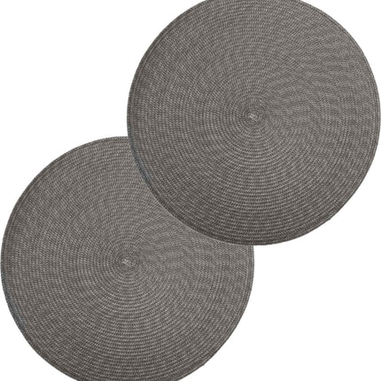 Secret de Gourmet ronde placemat - Set van 12x stuks - grijs - gevlochten kunststof - Dia 38 cm - Onderleggers