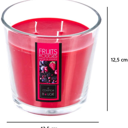 Atmosphera Candles Geurkaars - in glas - rood fruit aroma - 40 branduren - 13 x 12 cm - woondecoratie - geurkaarsen