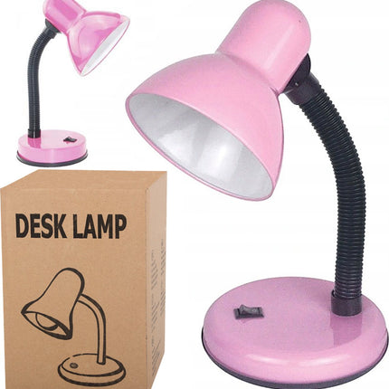 Bureaulamp metaal roze zwart - buigzame poot - kinder tafellamp