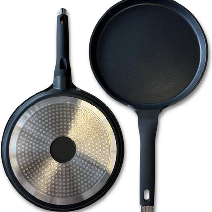 Crêpepan - Pannenkoekenpan - Pannenkoekpan - Marmeren coating - Inductie - 28cm - Zwart
