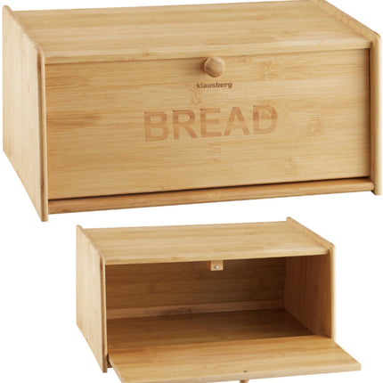 KLAUSBERG Bamboe Broodtrommel - 39,5x24,5x18 cm - Natuurlijke Broodbak voor Fris Brood - KB-7933 - Brooddoos - Brood vershouddoos